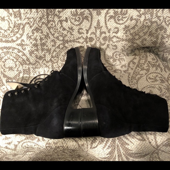 (SOLD)Chanel Classic Moto Combat Black Suede Boots - Picture 4 of 11